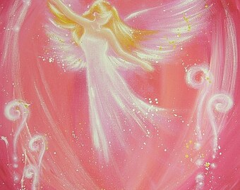ANGEL ART POSTER, Guardian angel painting "Easiness" Wall Decor, also for frame,Angel Gift,Christening,Wedding,Birthday