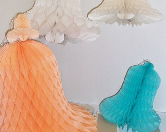 Vintage Honeycomb Paper Bells And One Ball | Thirty Honeycomb Bells