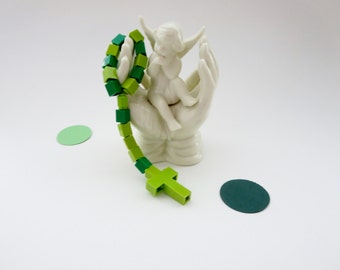 Catholic Children's Rosary or Chaplet made of Green Bricks - Green and Light green Made of Lego® Bricks