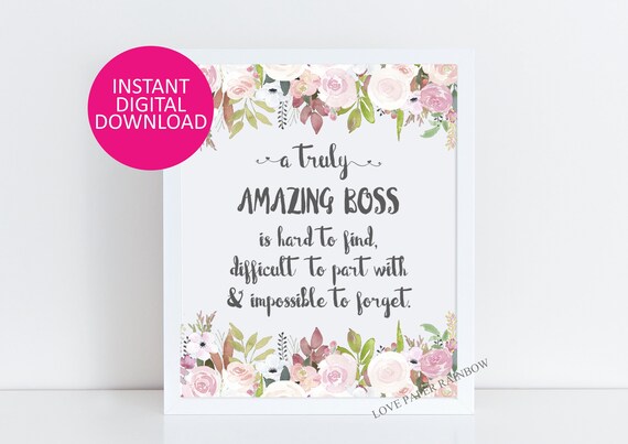 boss Gift, An amazing boss is hard to find, Office Decor, Printable boss Gift, retirement Custom Quote Print, Gift for boss, Amazing