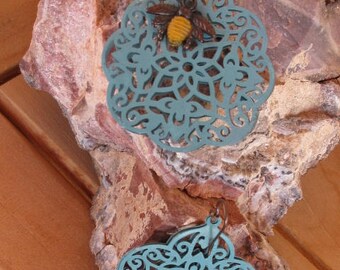 Hand painted etched earrings