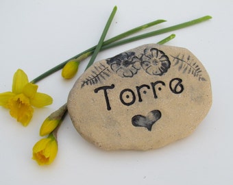 Personalized Pet memorial stone. Outdoor burial marker. Engraved Pet grave marker. Pet loss gift. Artistically handmade ceramic brick 4x6"