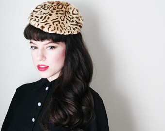 1940's faux leopard tilt hat