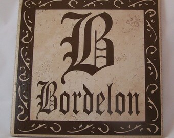 Ceramic Tile Name Plate with Initial and the Last Name with Ceramic Tile Name Plate with Initial and the Last Name with