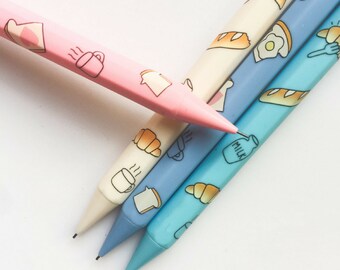 4Pc Kawaii Breakfast Bread Eggs Milk Mechanical Pencils ~ Pencil Set, School Supplies, Stationery, Drawing Pencil, Planner Accessories Gift