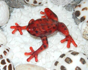 Lampwork Boro Glass FROG ruby red