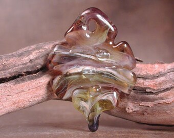 Artisan Glass Focal Bead, Leaf Pendant Focal, Glass Leaves, Divine Spark Designs, SRA