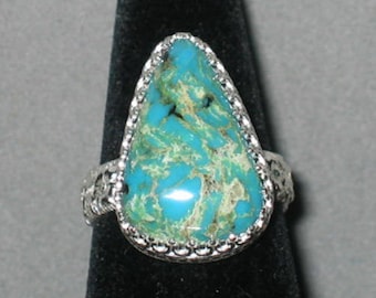 Turquoise Sterling Silver Ring, Size 9