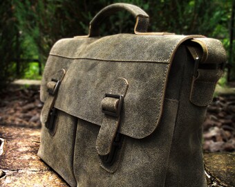 Leather khaki messenger bag Mens messenger bag Men bag Mens leather messenger bag for men Briefbag for men briefcase bag for men