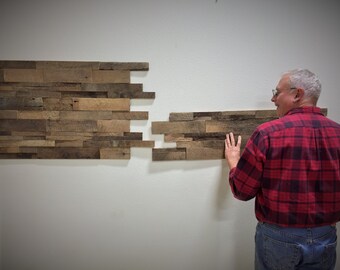 Reclaimed Barn Wood Stacked Wall Panels DIY