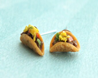 tacos earrings-food jewelry, miniature food earrings, mexican food