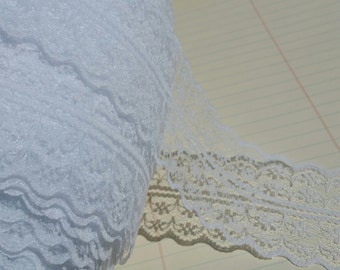 Wide White Lace - Galloon Bright White Trim - 1 3/4" Wide - Bridal Wedding Decor - 4 Yards