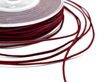 Wrapped silk cord, 1.5mm satin cord, burgundy cord, 4 meters