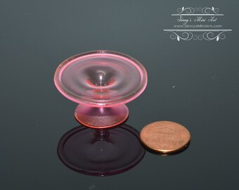 1:12 Dollhouse Miniature Cake Stand, Pink Glass BD HB263
