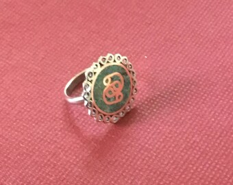 Copper ring, chrysocolla and filigree