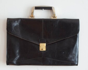 Vintage Ponte Vecchio doux cuir besace cartable attaché