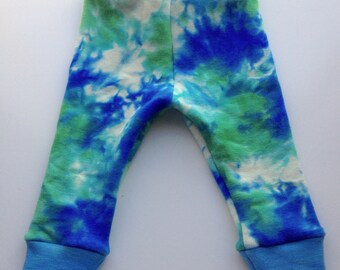 6- 18 months - Diaper Cover Wool Longies - Hand dyed Green and Blue Wool Interlock