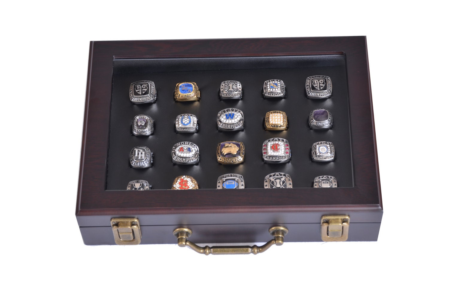 Championship Ring Display Case Box for 20 Rings FREE