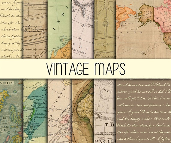 Papeles Vintage: Mapas imágenes manuscrita viejos planos 12