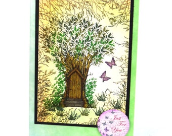 Fairy Card | Hand Inked and Stamped Greeting Card | Birthday| Butterfly | Magical | Fairy dust
