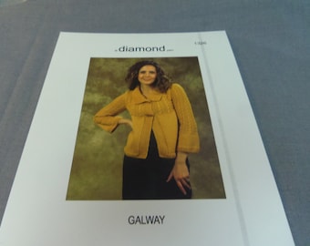 Knitting Pattern, Woman's Sweater Jacket, Finished Size 34", 42", 50" Diamond Galway Yarn, No. 1326