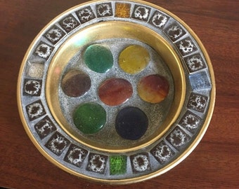 EFCCO Ashtray ,Metal “mosaic “ Made In Japan