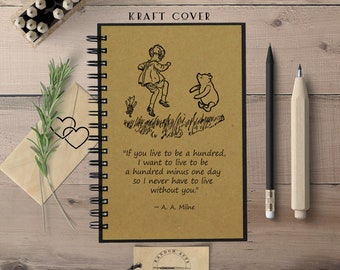 Winnie the Pooh Notebook, Cute Notebook, Spiral Notebook, Notebook Her, Writing Notebook, Lined Notebook, Dot Grid Journal, Bullet Journal