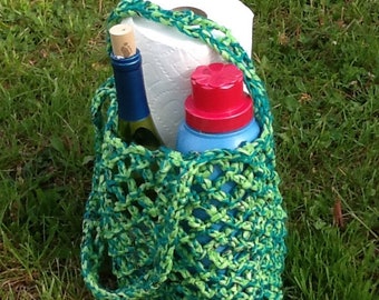 Plarn Tote, green and teal