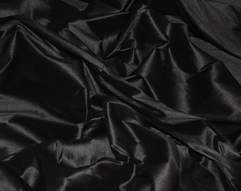 55" Wide - BLACK Premium Faux Silk Fabric - Shantung Dupioni Faux Silk Fabric - By the Yard