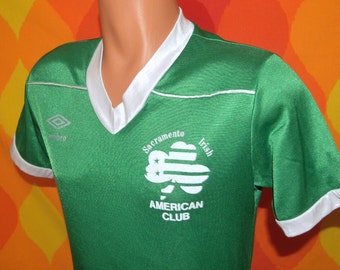 vintage 80s t-shirt soccer jersey sacramento IRISH club shamrock team uniform v-neck ringer Medium