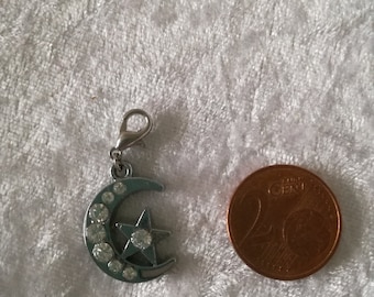 Moon and star charm with Rhinestones