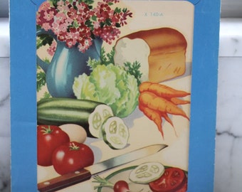 Vintage Meyercord Co Decal -- Veggies and Bread with Flowers in a vase