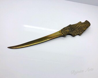 Vintage Brass Koi Fish Design Letter Opener