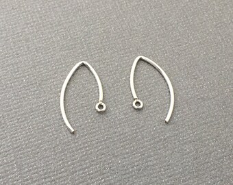 Silver Filled Earwires, Sterling Silver Earrings, Hook Earwires, V Shape, Earring Findings, 18mm, EWRS042