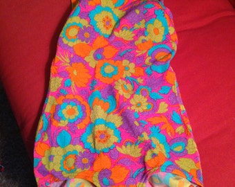 Vintage 1960s Gottex swimsuit vivid floral motif, ultra mod