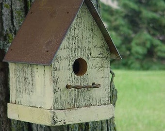 Rustic Yellow Birdhouse Cottage Beach French Country Simple and Sweet