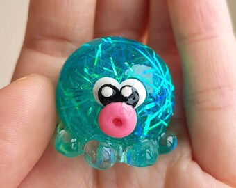 Cute Sparkly Glitter Octopus Buddy, made with resin and clay