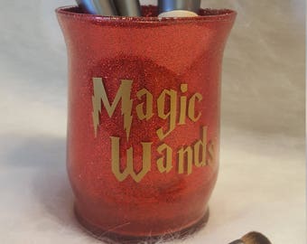 Glittered Makeup Brush Holder | Glitter Glass | Storage | Harry Potter | Magic | Makeup Storage | Makeup Organizer |
