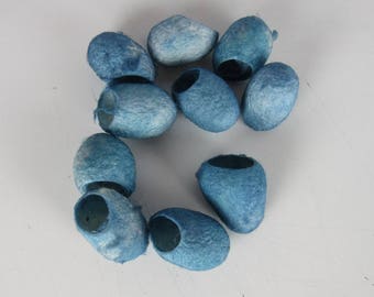 10 Indigo Blue Naturally Dyed Silk Cocoons