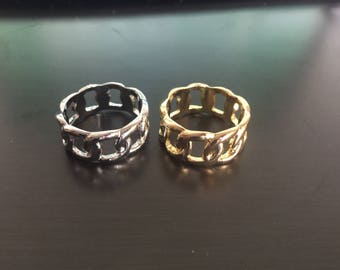 Pinkerly chain round circle scarf ring gold and silver