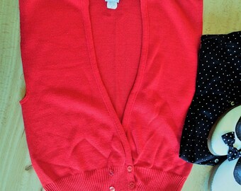 Red vintage grandpa cardigan sweater vest