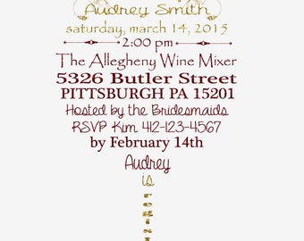 Wine Theme Bridal Shower Invitation Printable File
