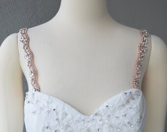 Detachable Rose Gold Rhinestone Crystal and Pearl Straps to Add to your Wedding Dress