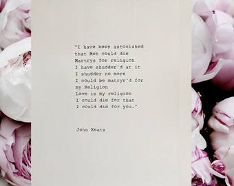 John Keats Typewriter Quote 4x6