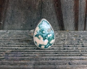 Ocean Jasper Ring - Ocean Jasper - Sterling Silver - Gemstone Ring - White - Green - OOAK - One of a kind - Jasper Ring - Green Ring - Rings