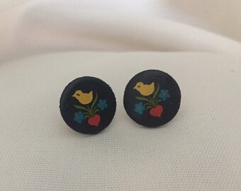 Handmade Wooden Folk Art Earrings