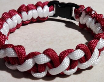 Braided red and white Paracord Bracelet
