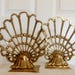 large vintage brass open deco style sea shell nautical coastal bookends seashell modernist