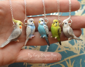 Custom-Made Bird Pendant with Chain - Any bird you want, sculpted by hand. Send a picture if you want a specific pet bird