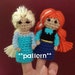 Frozen Crochet Finger Puppet Patterns, Anna and Elsa Finger Puppets, Anna and Elsa Crochet